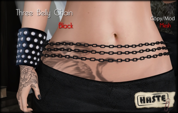 [Haste] Three Belly Chain - Black