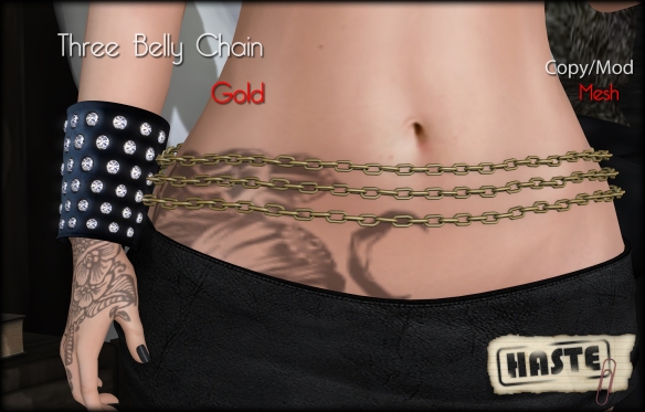 [Haste] Three Belly Chain - Gold